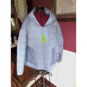 Free Country Woman XX-Large Med Weight Blue Puffer Jacket Quilted Hood New $140